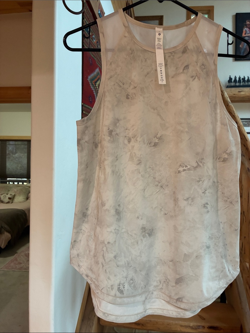 lululemon athletica Marble-Effect Sleeveless Tank in cream color and Light Gray